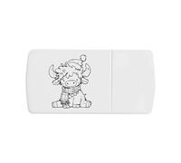 Azeeda 'Cute Christmas Highland Cow' Pill Box with Tablet Splitter (PI00039691)