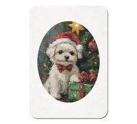 Azeeda 'Cute Christmas Maltese Puppy' Rectangular Fridge Magnet - Decorative Refrigerator & Whiteboard Magnet for Home, Kitchen or Office - 70mm x 49mm (FM00055856)