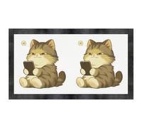 Azeeda 'Cute Chubby Cat with Cellphone' Pet Feeding Mat (PM00030062)