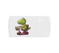 Azeeda 'Cute Dinosaur Riding Mobility Scooter' Pill Box with Tablet Splitter (PI00045378)