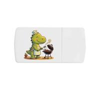 Azeeda 'Cute Dinosaur with Barbecue' Pill Box with Tablet Splitter (PI00045460)