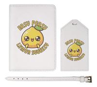 Azeeda 'Cute Easy Peasy Lemon Squeezy' Passport Cover & Luggage Tag Travel Set (PA00032309)