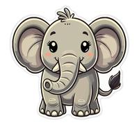 Azeeda 'Cute Elephant' White Premium Vinyl Decal Sticker - Waterproof, Durable & Easy to Apply - Ideal for Car Bumpers, Windows, Bins and More - XL (460mm) (DW00131015)