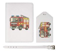 Azeeda 'Cute Fire Engine' Passport Cover & Luggage Tag Travel Set (PA00032293)