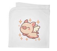 Azeeda 'Cute Flying Pig' Cotton Baby Blanket/Shawl (BY00045615)