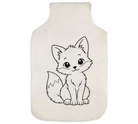 Azeeda 'Cute Fox Outline' Hot Water Bottle Cover (HW00053740) | Soft Fabric Case for Bedtime, Winter Warmth, Home and Gifts