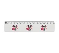 Azeeda 'Cute French Bulldog Puppy with Heart' 15cm (6 Inch) White Plastic Ruler (RL00108229)