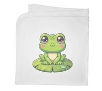 Azeeda 'Cute Frog On Lilypad' Baby Blanket - White (BY00045583)