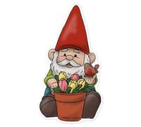 Azeeda 'Cute Garden Gnome' White Premium Vinyl Decal Sticker - Waterproof, Durable & Easy to Apply - for Car Bumpers, Windows, Bins & More - Large (210mm) (DW00079770)