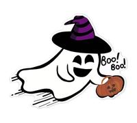 Azeeda 'Cute Ghost Saying Boo' White Premium Vinyl Decal Sticker - Waterproof, Durable & Easy to Apply - for Car Bumpers, Windows, Bins & More - XXL (720mm) (DW00164043)