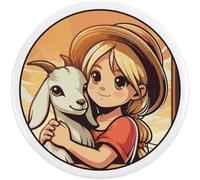 Azeeda 'Cute Girl With Baby Goat' Button Badge - 77mm (BB00172732)