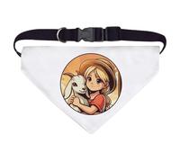 Azeeda 'Cute Girl With Baby Goat' Pet Bandana - White, L (PD00085070)