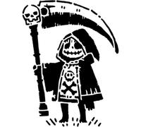 Azeeda 'Cute Grim Reaper' Reusable Stencil - Durable Decorative Template for Painting and Spraying on Walls, Tiles, Wood, Fabric & Craft Projects - M (A5) (WS00060634)