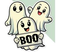 Azeeda 'Cute Halloween Ghosts' White Premium Vinyl Decal Sticker - Waterproof, Durable & Easy to Apply - Ideal for Car Bumpers, Windows, Bins and More (DW00174698)
