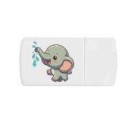 Azeeda 'Cute Happy Elephant' Pill Box with Tablet Splitter (PI00038871)