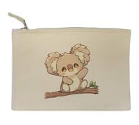 Azeeda 'Cute Happy Koala on Branch' Canvas Clutch Bag/Accessory Case (CL00054215)