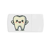 Azeeda 'Cute Happy Tooth' Pill Box with Tablet Splitter (PI00038725)