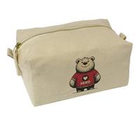 Azeeda 'Cute Hero Bear' Canvas Wash Bag/Makeup Case (CS00045274)