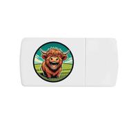 Azeeda 'Cute Highland Cow Laughing' Pill Box with Tablet Splitter (PI00041831)