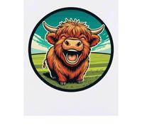 Azeeda 'Cute Highland Cow Laughing' Temporary Tattoo - Water Resistant, Skin-Safe, Non-Toxic Transfer (TO00099291)