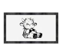 Azeeda 'Cute Highland Cow Sitting' Pet Feeding Mat (PM00029487)