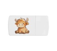 Azeeda 'Cute Highland Cow Sitting' Pill Box with Splitter (PI00045323)