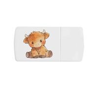 Azeeda 'Cute Highland Cow Sitting' Pill Box with Splitter (PI00045348)