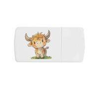 Azeeda 'Cute Highland Cow Standing on Grass' Pill Box with Tablet Splitter (PI00044646)