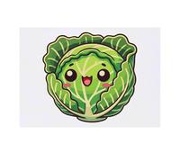 Azeeda 'Cute Kawaii Cabbage' Temporary Tattoo - Water Resistant, Skin-Safe, Non-Toxic Transfer (TO00087399)