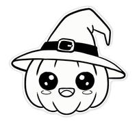 Azeeda 'Cute Kawaii Halloween Pumpkin in A Hat ' Clear Premium Vinyl Decal Stickers - Waterproof, Durable & Easy to Apply - for Car Bumpers, Windows, Bins & More - XXL (720mm) (DC00163403)