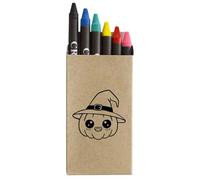 Azeeda 'Cute Kawaii Halloween Pumpkin In A Hat ' Coloured Crayon Set (CY00038123)
