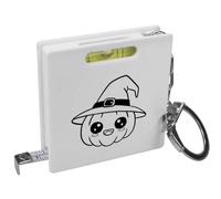 Azeeda 'Cute Kawaii Halloween Pumpkin In A Hat ' Keyring Tape Measure/Spirit Level Tool (KM00046893)