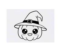 Azeeda 'Cute Kawaii Halloween Pumpkin In A Hat ' Temporary Tattoo - Water Resistant, Skin-Safe, Non-Toxic Transfer (TO00092161)