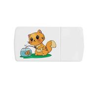 Azeeda 'Cute Kitten Fishing' Pill Box with Tablet Splitter (PI00043312)