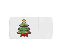 Azeeda 'Cute Laughing Christmas Tree' Pill Box with Tablet Splitter (PI00038866)