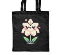 Azeeda 'Cute Lily Flower' Classic Black Tote Shopper Bag (ZB00027129)