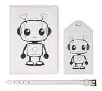 Azeeda 'Cute Love Robot with Hearts' Passport Cover & Luggage Tag Travel Set (PA00033599)