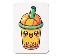 Azeeda 'Cute Mango Bubble Tea' Rectangular Fridge Magnet - Decorative Refrigerator & Whiteboard Magnet for Home, Kitchen or Office - 70mm x 49mm (FM00058914)