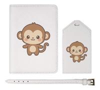 Azeeda 'Cute Monkey Standing' Passport Cover & Luggage Tag Travel Set (PA00043558)