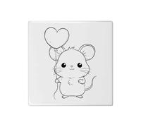 Azeeda 'Cute Mouse with Heart Balloon' 108mm Square Ceramic Tile (TD00040197)