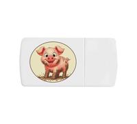 Azeeda 'Cute Muddy Pig' Pill Box with Tablet Splitter (PI00035865)