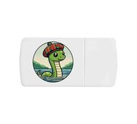 Azeeda 'Cute Nessie Wearing Tartan Beret' Pill Box with Tablet Splitter (PI00038117)