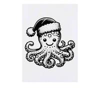 Azeeda 'Cute Octopus Wearing Santa Hat' Temporary Tattoo - Water Resistant, Skin-Safe, Non-Toxic Transfer (TO00094259)