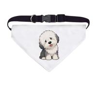 Azeeda 'Cute Old English Sheepdog' Pet Bandana - White, L (PD00085542) | Adjustable Dog / Cat Bandana for Walks, Photos and Parties