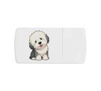 Azeeda 'Cute Old English Sheepdog' Pill Box with Splitter (PI00045052)