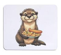 Azeeda 'Cute Otter With Fish & Chips' Mouse Mat/Desk Pad (MO00045874)