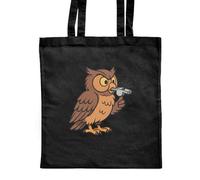 Azeeda 'Cute Owl Blowing Whistle' Classic Black Tote Shopper Bag (ZB00027971)