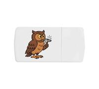 Azeeda 'Cute Owl Blowing Whistle' Pill Box with Tablet Splitter (PI00038119)