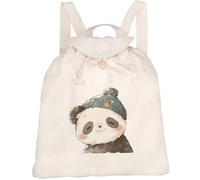 Azeeda 'Cute Panda Wearing Beanie' Canvas Rucksack/Backpack (RK00048577)