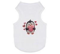 Azeeda 'Cute Penguin Holding Heart' Pet Dog/Cat T-Shirt, S (PT00179757)